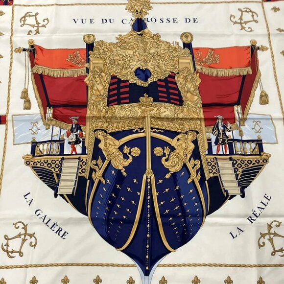 HERMES Carre 90 - Red Cream Multi Scarf - Picture 4 of 4